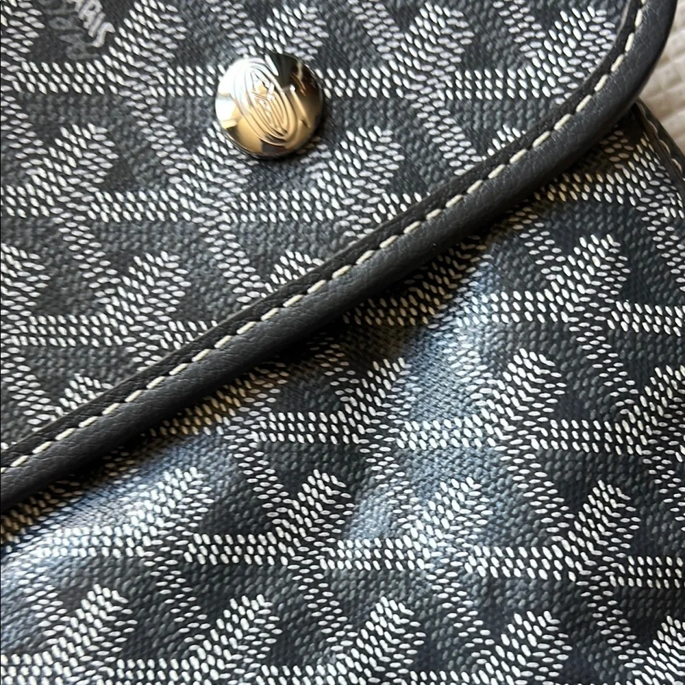 Goyard Patterned Canvas Briefcase with Black and Brown Trim